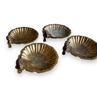 Vintage Scalloped Brass Trays with Snails and Nub feet India