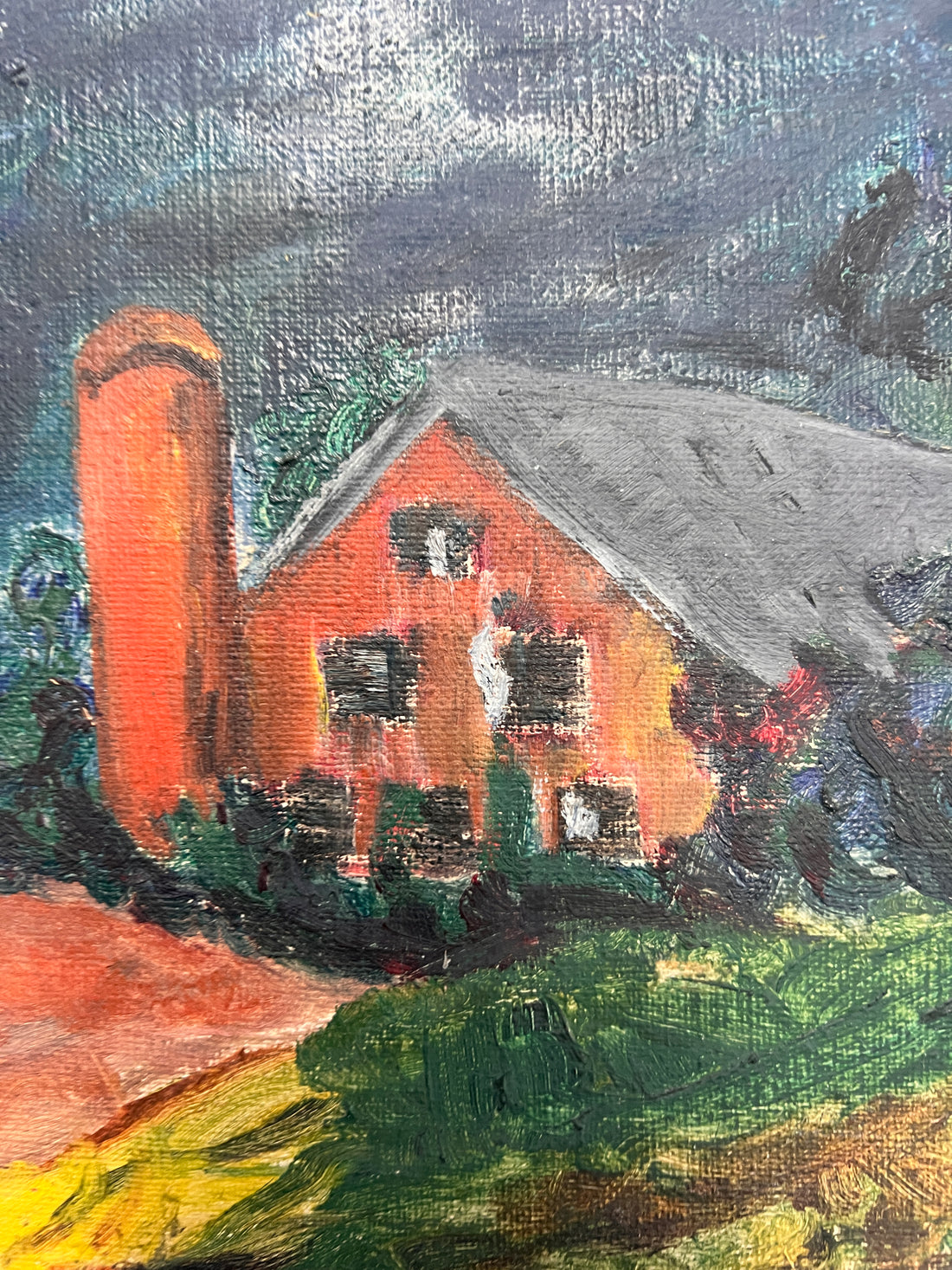 Rolling Hill Farmhouse Oil Painting on Canvas