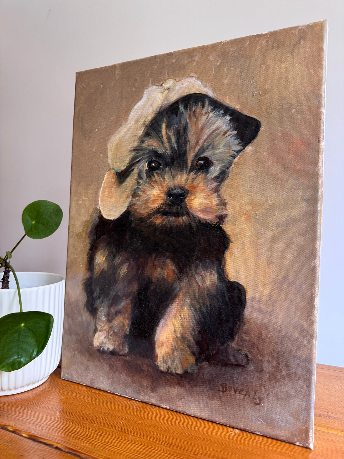Scottie Puppy Painting Original Vintage On canvas 