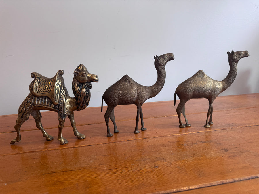 Etched Brass Camel Figures Vintage