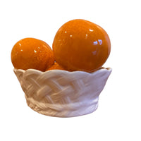 Italian Ceramic white Basket with Oranges Tangerines for I Magnin