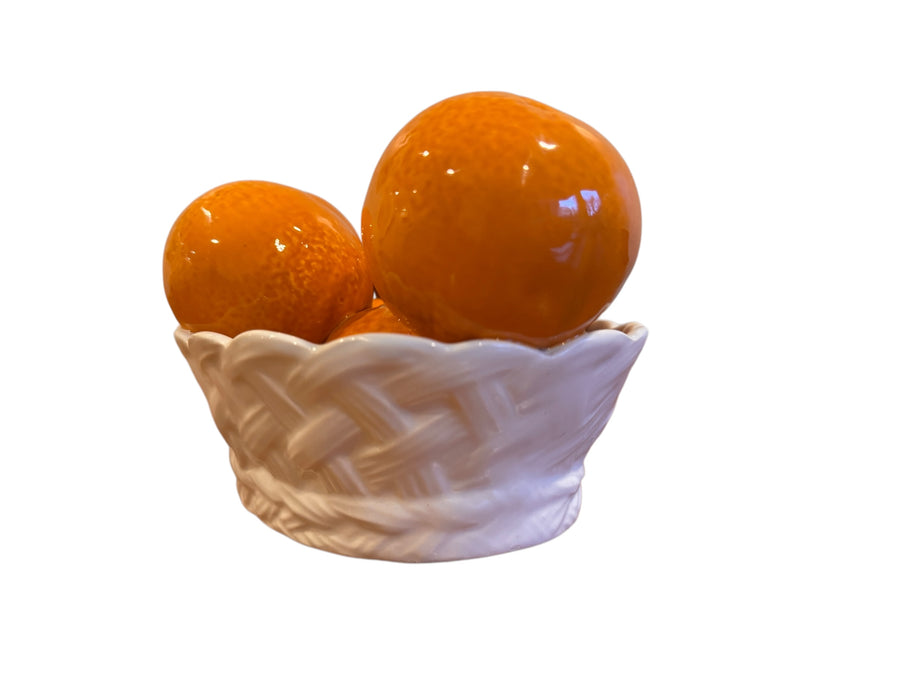 Italian Ceramic white Basket with Oranges Tangerines for I Magnin