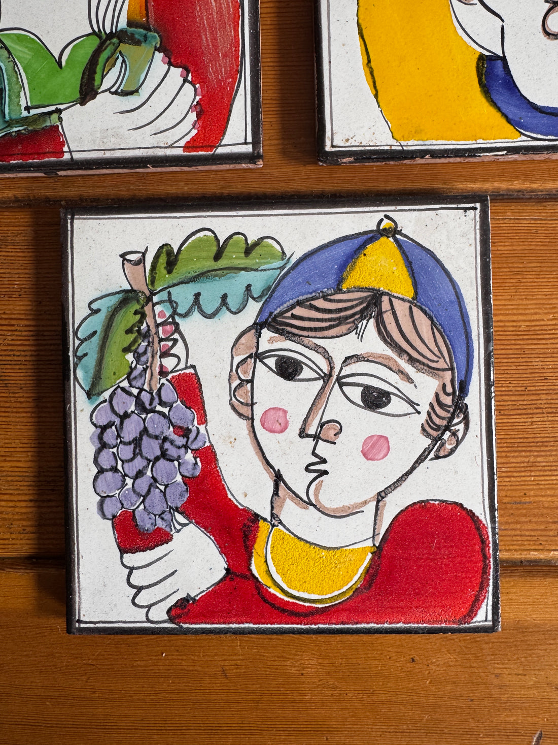 Giovanni DeSimone Ceramic Tiles Hand Painted Vintage 1960's Wall Art