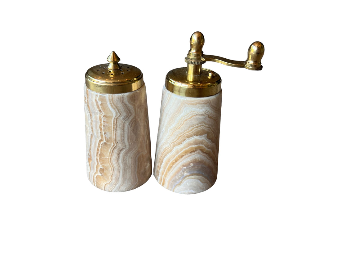 Italy Alabaster Pepper and Salt Shaker Set