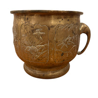 Large Brass Etched Plant Pot with Elephant Handles