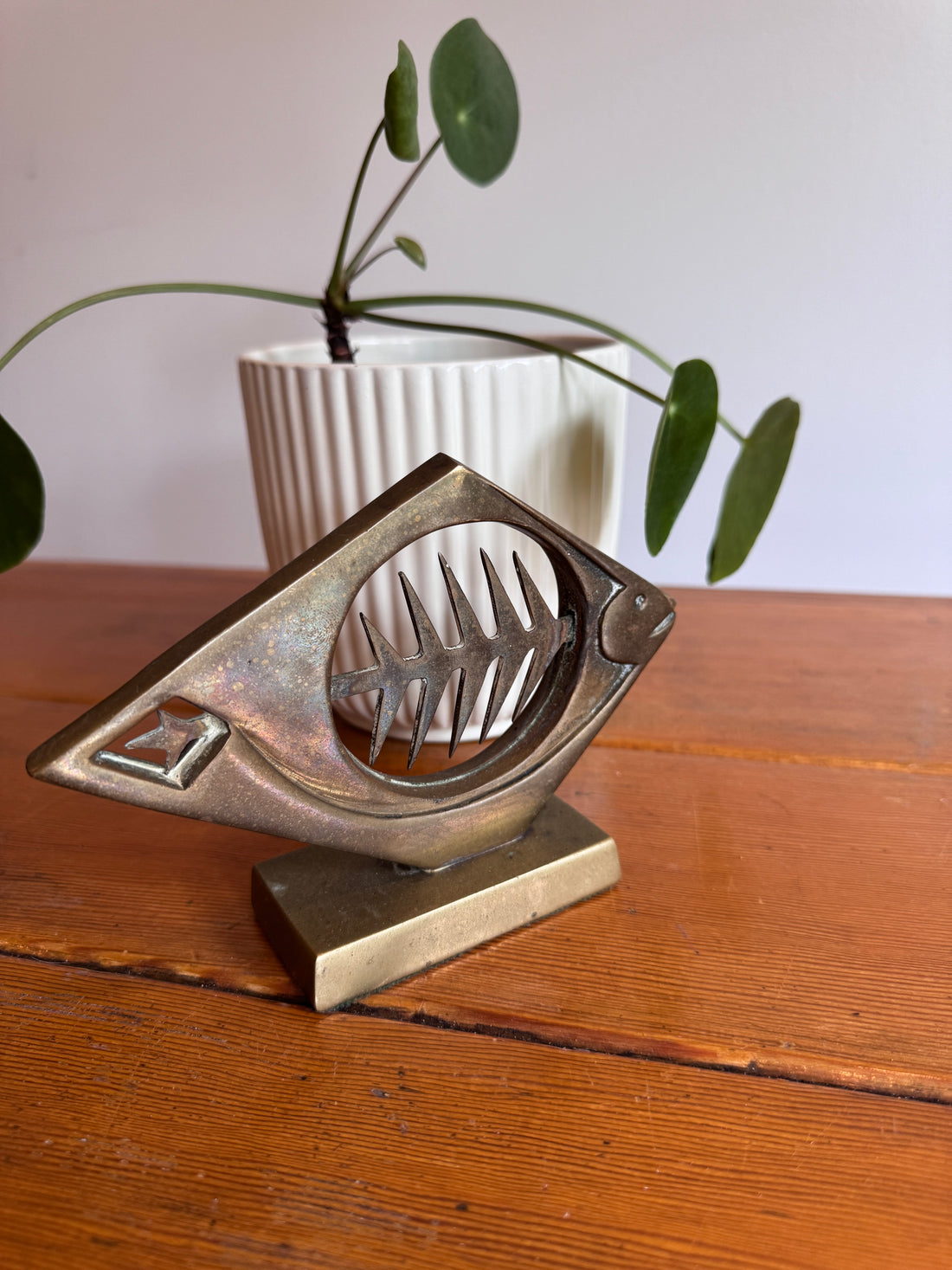 Dolbi Metal Fish Bone Metal Sculpture 1980 Figure Statue Vintage