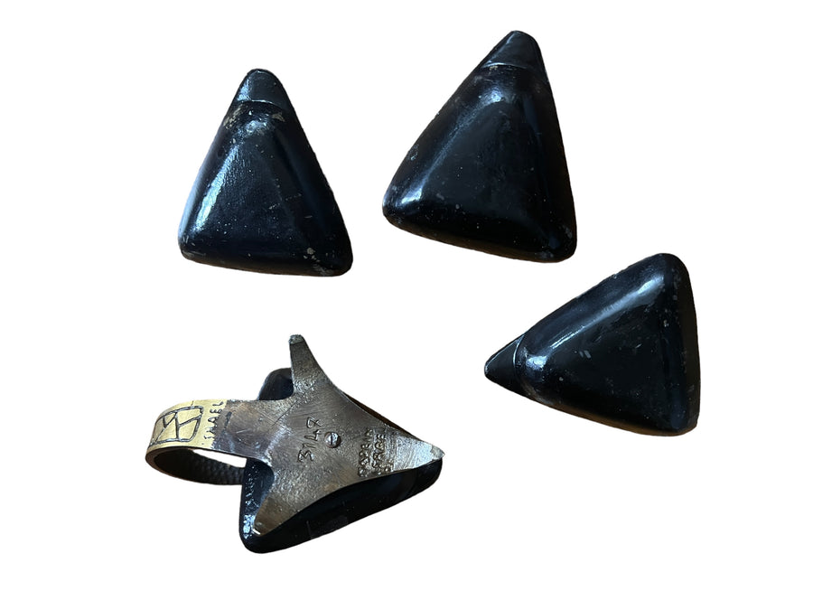Midcentury Triangular Enameled Metal Ashtray Set of 4