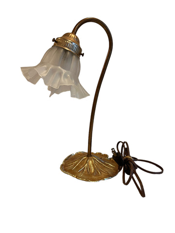 Lilly Pad Brass Table Lamp with Glass Shade