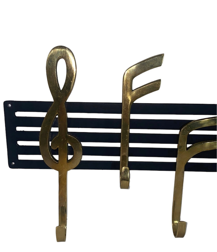 Music Note Wall Hooks Vintage Coat rack towel hooks Brass and Cast Iron