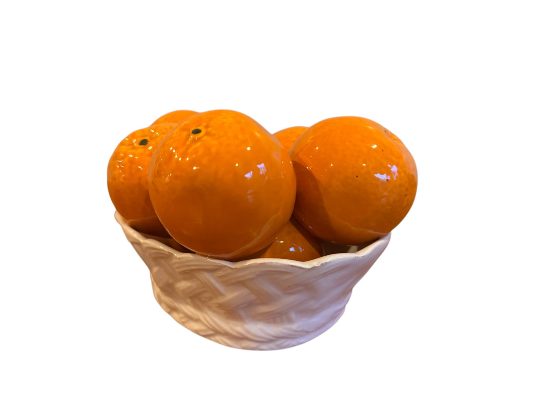 Italian Ceramic white Basket with Oranges Tangerines for I Magnin