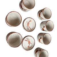 Roadrunner Tea Set Japan - Tea Pot, 2 cup coasters, 7 handless cups