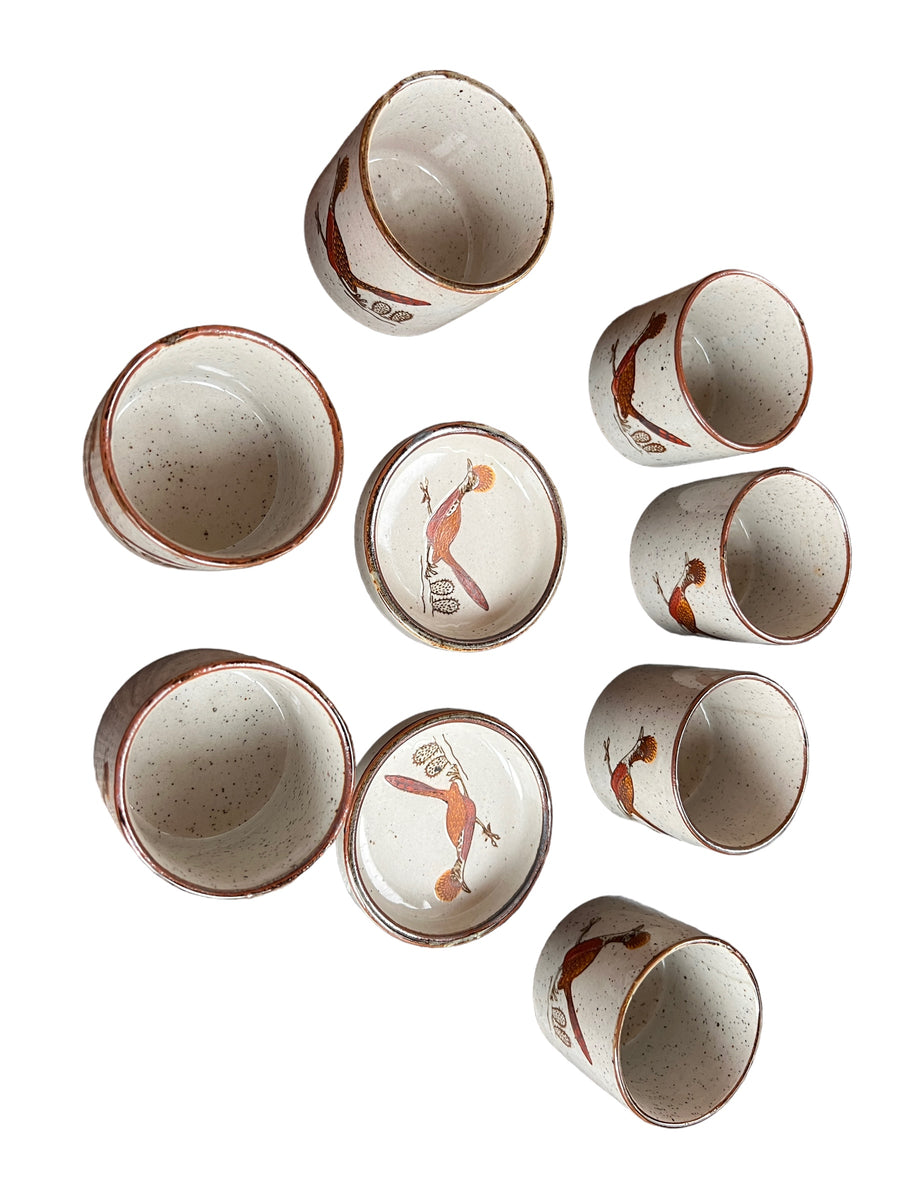 Roadrunner Tea Set Japan - Tea Pot, 2 cup coasters, 7 handless cups