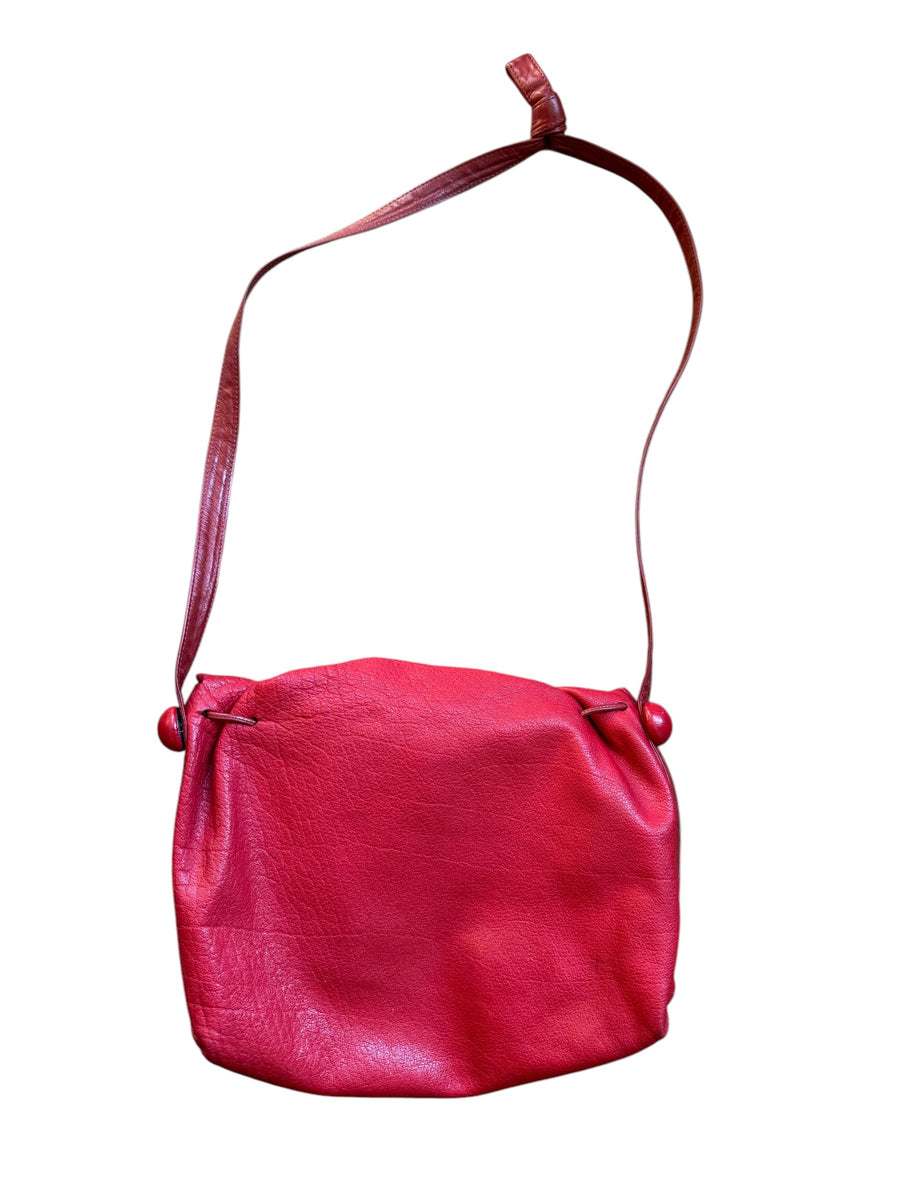 Red Leather Carlos Falchi Vintage Purse Hand Bag Vintage