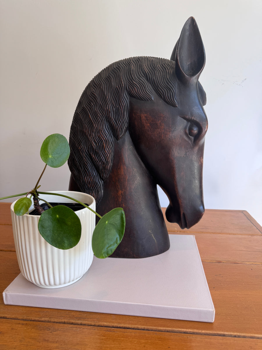 Large Carved Wood Horse Sculpture