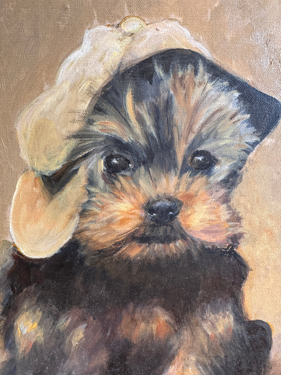 Scottie Puppy Painting Original Vintage On canvas 