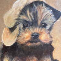 Scottie Puppy Painting Original Vintage On canvas 