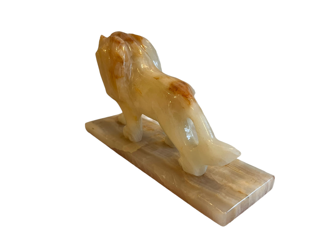 Onyx Stone Lion Sculpture Statue from Mexico