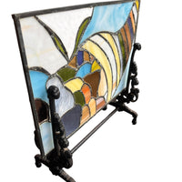 Stained Glass Cornicopia with Cast Iron Stand