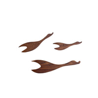 Mid-Century Set of Three Teak Wood Minimalist Bird Hanging Wall Art