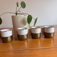 Monopoli Brass and Porcelain Espresso Cups Set of 4 1987 Italy