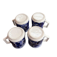  Blue painted Mexican Ceramic Mugs