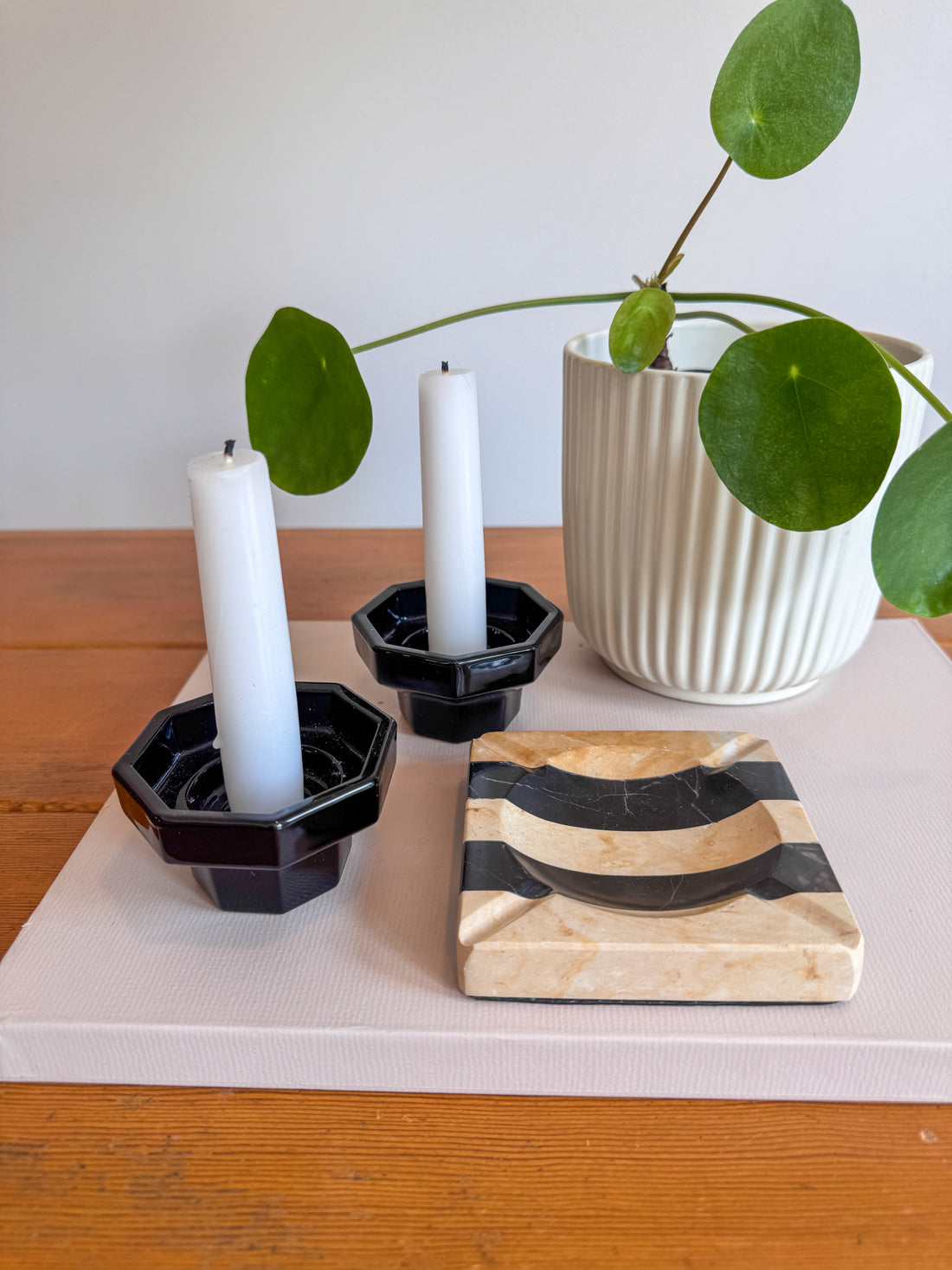 Stone Black and White Stripe Ashtray