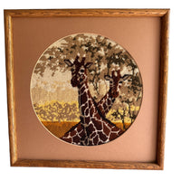 Vintage Framed Giraffe Needlepoint