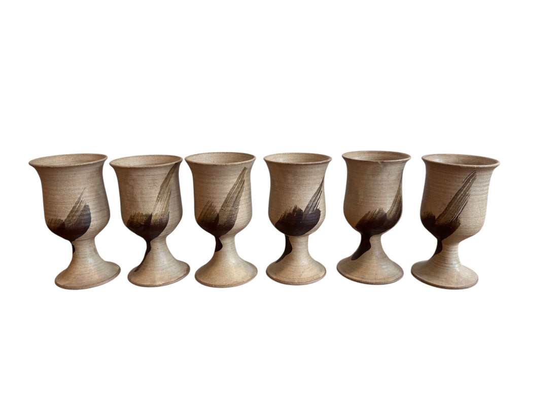 Set of Six 6 Hand Spun Ceramic Glasses