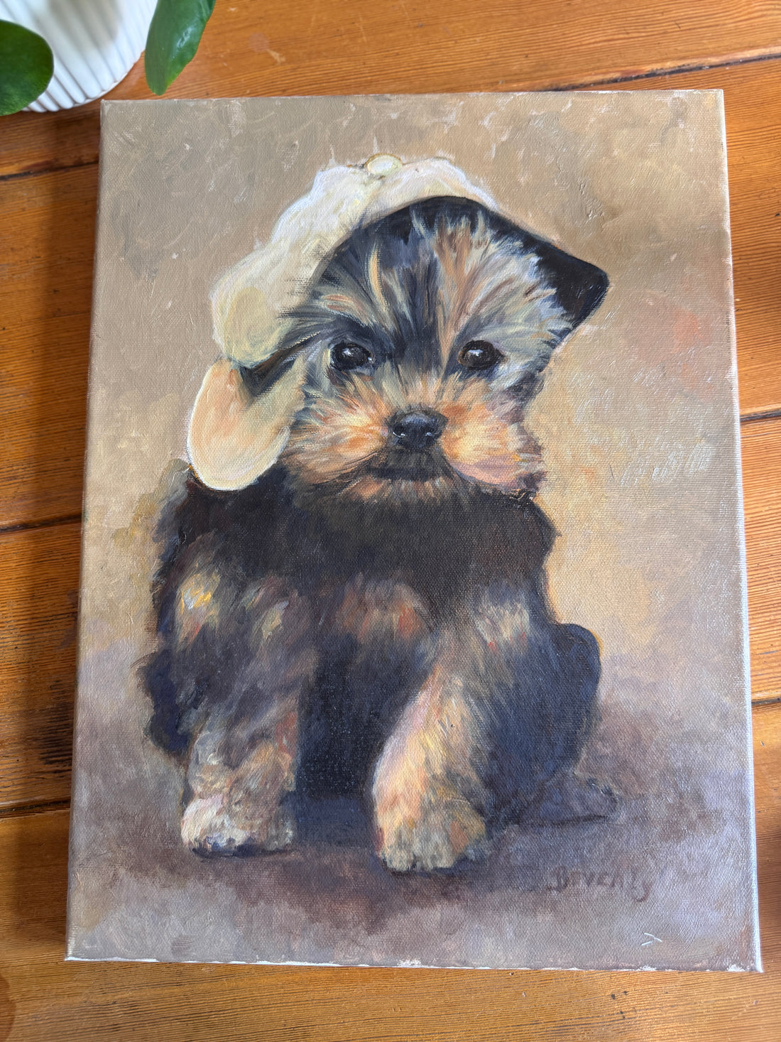 Scottie Puppy Painting Original Vintage On canvas 