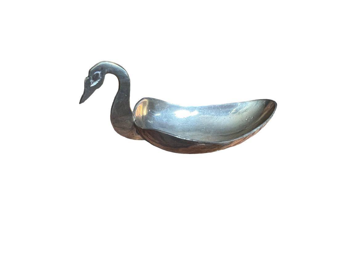 Vintage Brass Swan Dish Jewelry Holder