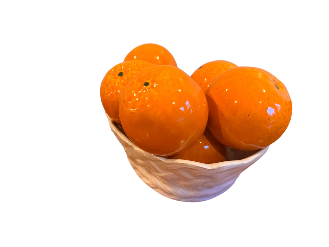 Italian Ceramic white Basket with Oranges Tangerines for I Magnin