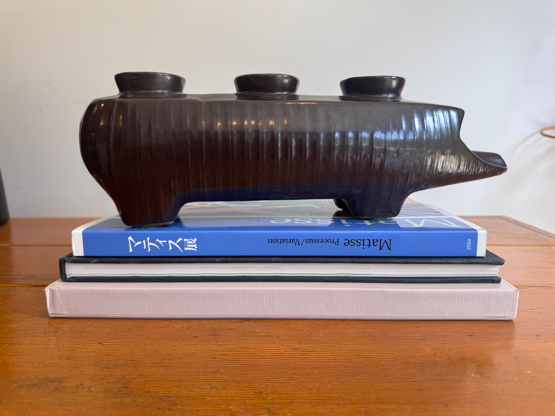 Rare Redwing Ceramic Pig Candle Holder