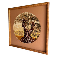 Vintage Framed Giraffe Needlepoint