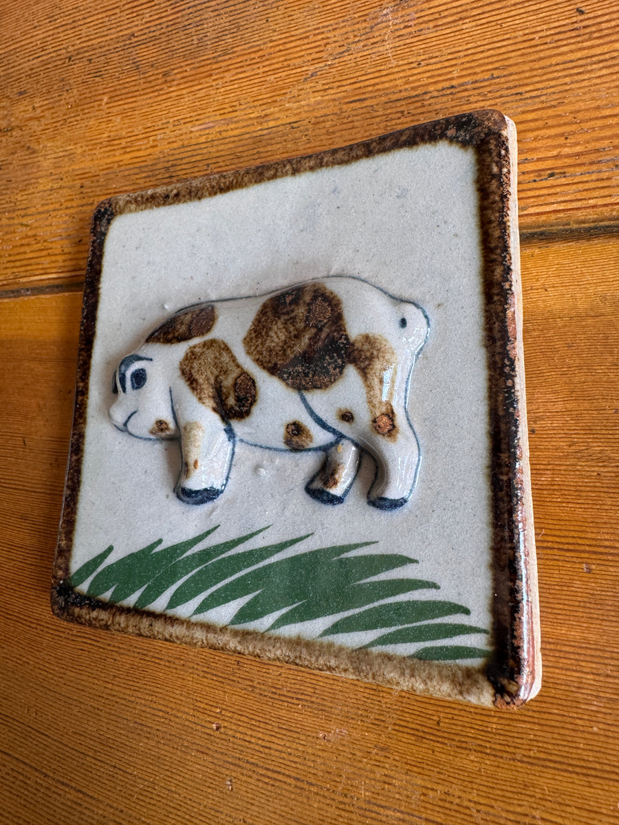 Tonala Ceramic Tile Folklore Pig Wall Art