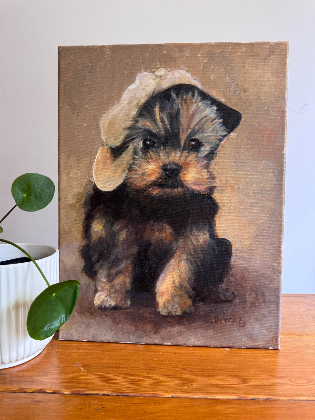 Scottie Puppy Painting Original Vintage On canvas 