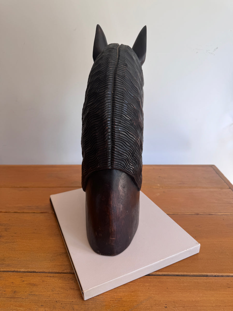 Large Carved Wood Horse Sculpture