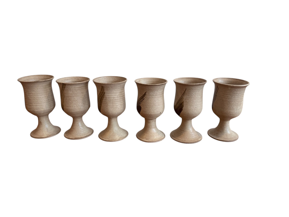 Set of Six 6 Hand Spun Ceramic Glasses