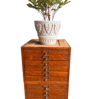 Antique Stackable Drawer Oak cabinet with Metal Insert Drawers Brass Pulls