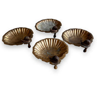 Vintage Scalloped Brass Trays with Snails and Nub feet India