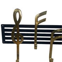 Music Note Wall Hooks Vintage Coat rack towel hooks Brass and Cast Iron