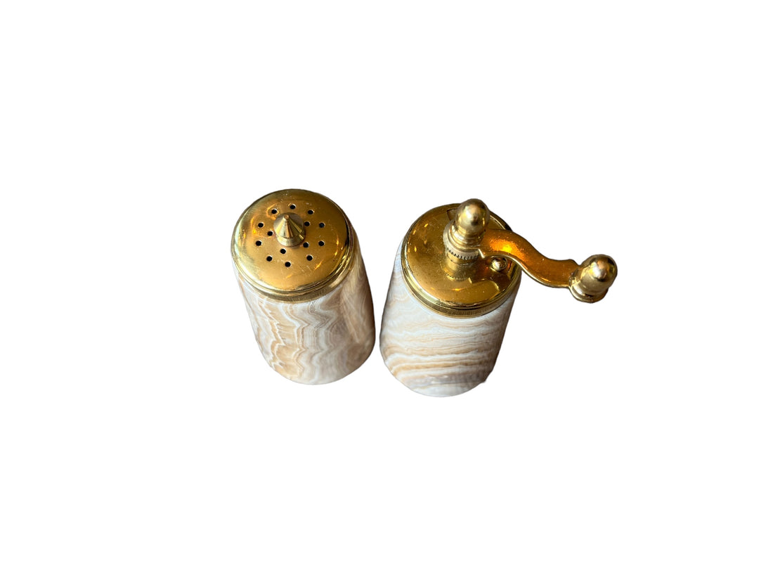 Italy Alabaster Pepper and Salt Shaker Set