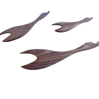 Mid-Century Set of Three Teak Wood Minimalist Bird Hanging Wall Art