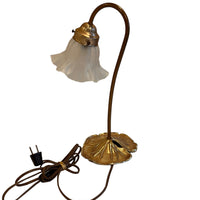 Lilly Pad Brass Table Lamp with Glass Shade