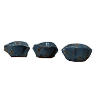 Set of Small Ceramic Pinch Bowls with Vibrant Blue Glaze Finish Vintage