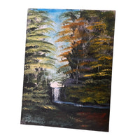 Mountain Forest Landscape Paintings 1970s Canvas Board Vintage