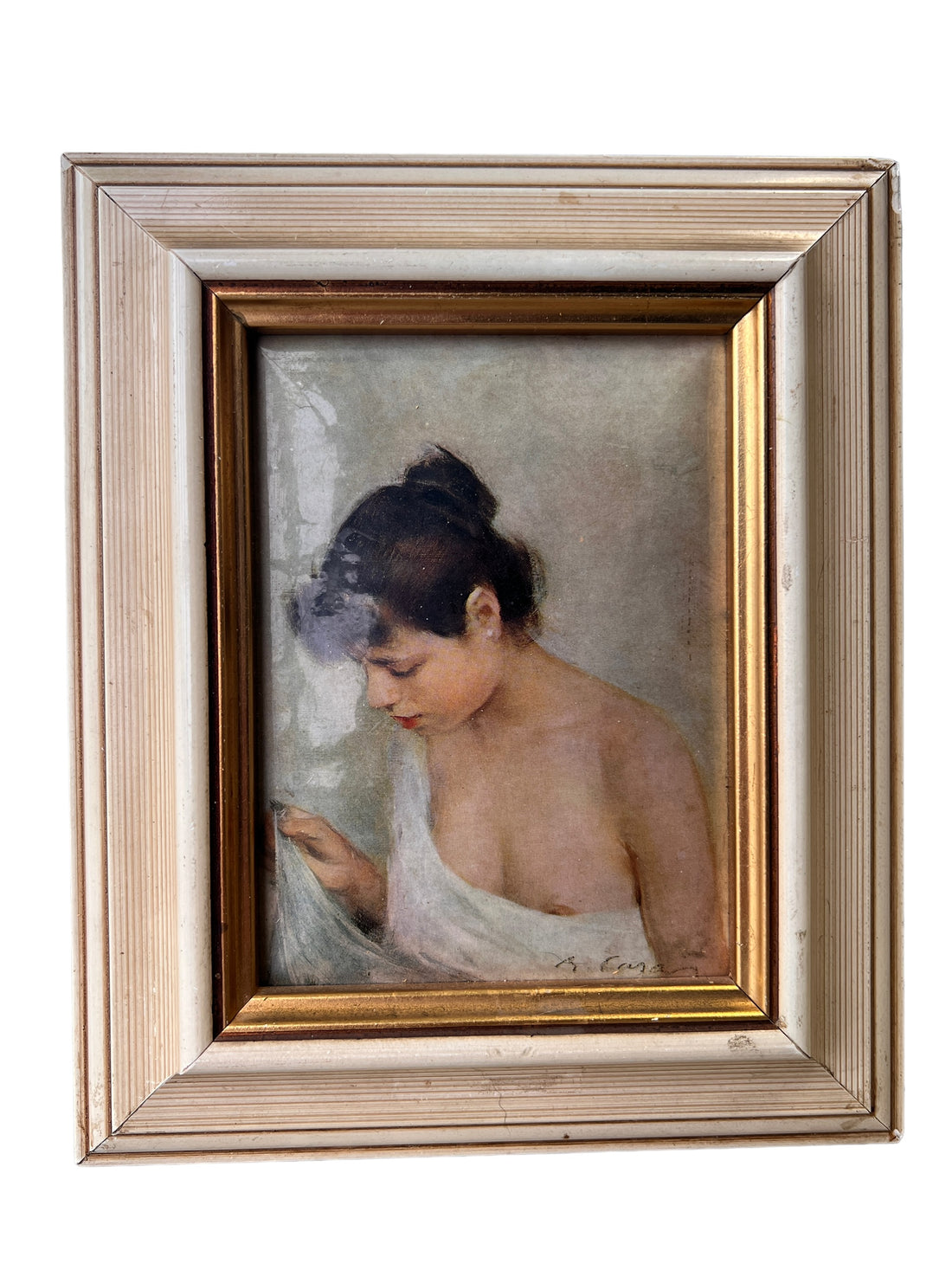 Framed European Print Portrait Nude