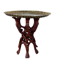 Brass Top Table with African Wood Camel Base