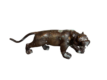 Antique Brass Tiger Statue Sculpture