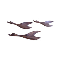 Mid-Century Set of Three Teak Wood Minimalist Bird Hanging Wall Art