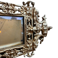 Art Deco European Mirror with Heavy Leaded Glass and Intricate Metal Frame